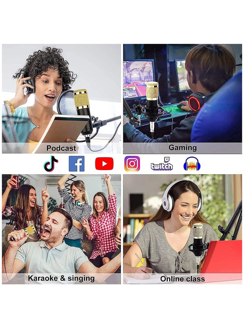V8 Sound Card With Bm-800 Condenser Microphone Mic Kit with Live Sound Card, Adjustable Mic Suspension Scissor Arm, Metal Shock Mount and Double-Layer - Image 5