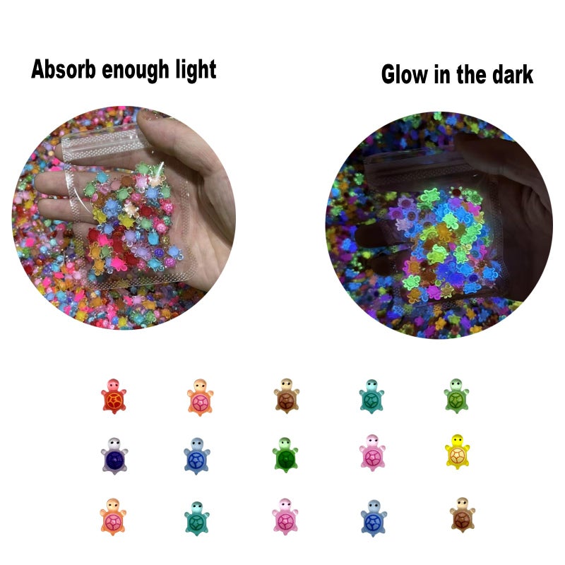 SOFREELIU 300Pcs Mini Resin Animals Turtles, Luminous Mini Animals Figurines Tiny Figures Turtle Bulk Glow in The Dark Small Plastic Miniature Turtles Miniature Things Figurines to Hide - Image 2