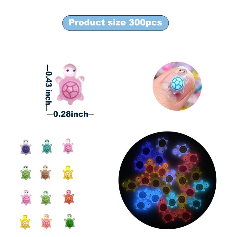 SOFREELIU 300Pcs Mini Resin Animals Turtles, Luminous Mini Animals Figurines Tiny Figures Turtle Bulk Glow in The Dark Small Plastic Miniature Turtles Miniature Things Figurines to Hide - Image 3