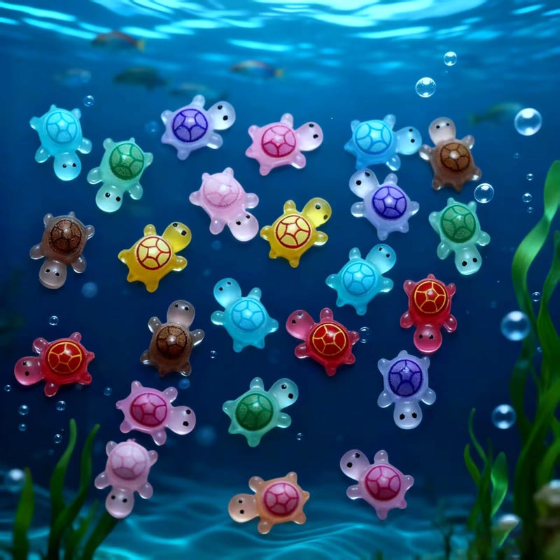 SOFREELIU 300Pcs Mini Resin Animals Turtles, Luminous Mini Animals Figurines Tiny Figures Turtle Bulk Glow in The Dark Small Plastic Miniature Turtles Miniature Things Figurines to Hide - Image 4