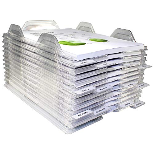 EZSTAX File Organizers - Letter Size, Stackable Trays for Desk - for Office Files, Mail, Documents - 12 Pack, Clear - Image 1