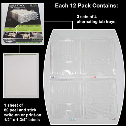 EZSTAX File Organizers - Letter Size, Stackable Trays for Desk - for Office Files, Mail, Documents - 12 Pack, Clear - Image 5