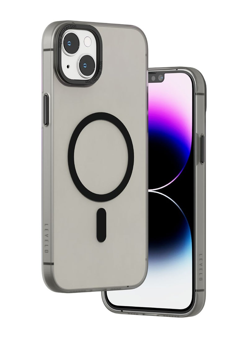 ليفيلو جراب iPhone 14 MagSafe Glory غطاء خلفي غير لامع / مقاوم للصدمات / حلقة كاميرا معدنية / جراب صلب فائق النحافة / متوافق مع MagSafe - رمادي غير لامع - Image 2