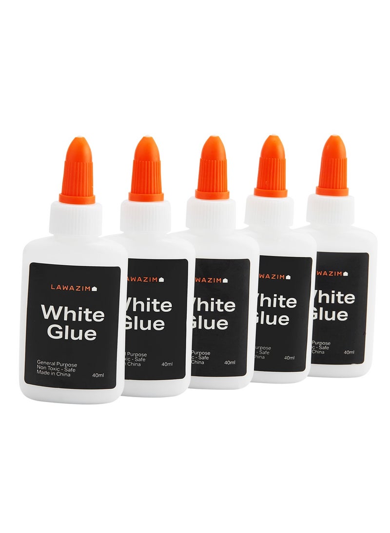 LAWAZIM Craft Glue -5 Piece White- Washable Non-Toxic Easy Pouring Strong Adhesive for Repairing Sealing School Art Card Making Scrapbooking DIY Handicraft - on Paper Fabric Wood Cardstock Photos Foam - Image 2
