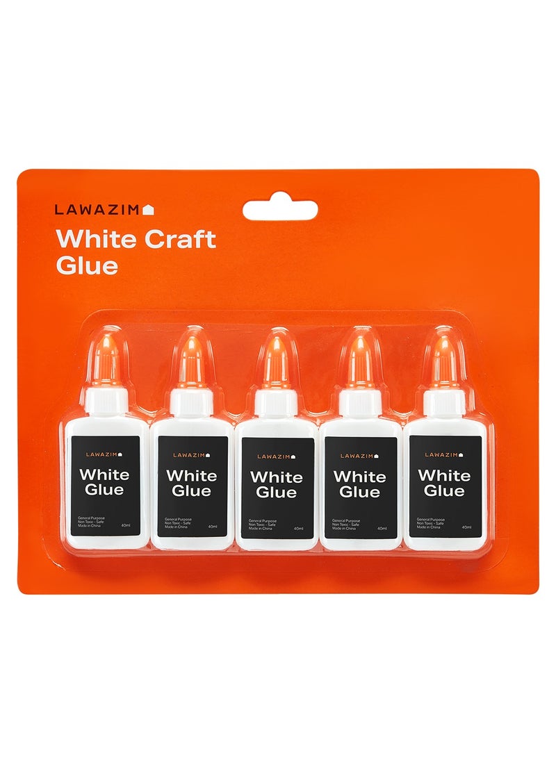 LAWAZIM Craft Glue -5 Piece White- Washable Non-Toxic Easy Pouring Strong Adhesive for Repairing Sealing School Art Card Making Scrapbooking DIY Handicraft - on Paper Fabric Wood Cardstock Photos Foam - Image 3