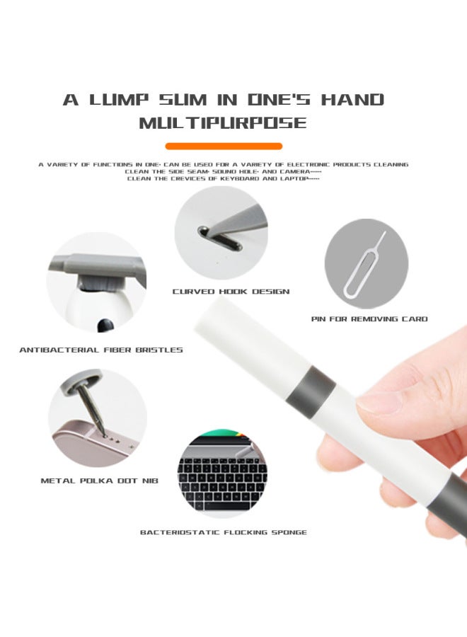Multifunctional Cleaning Brush Laptop Dust Cleaning Tool Suit Small Brush Headset Cleaning Pen Mobile Phone Hole-Color:Keyboard Brush  Red And White-pearl Bag  - Image 3