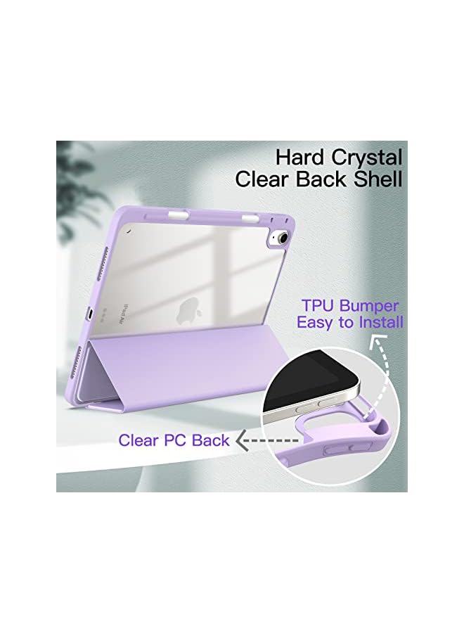 Jetech Case for iPad Air 5/4 (2022/2020 5th/4th Generation 10.9-Inch) with Pencil Holder, Clear Transparent Back Shell Slim Stand Shockproof Tablet Cover, Auto Wake/Sleep (Light Purple) - Image 3