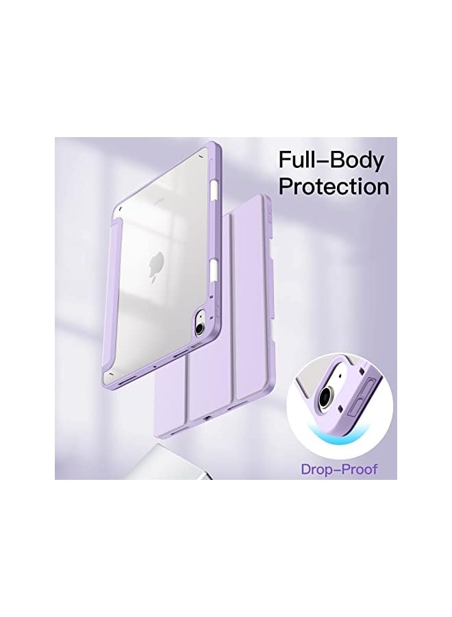 Jetech Case for iPad Air 5/4 (2022/2020 5th/4th Generation 10.9-Inch) with Pencil Holder, Clear Transparent Back Shell Slim Stand Shockproof Tablet Cover, Auto Wake/Sleep (Light Purple) - Image 4