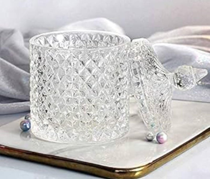 Generic Crystal Glass Sugar Bowl, Diamond Cut Pattern, Decorative Serving Bowl .flo - Image 1