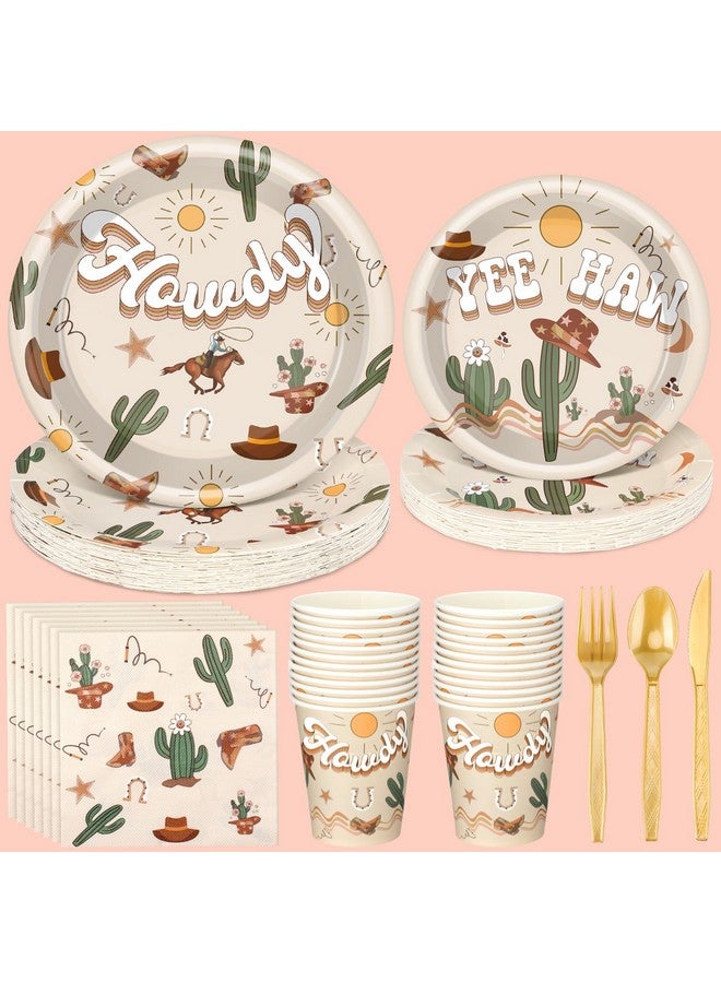 Romooa Romooa 168 Pcs Boho Western Rodeo Birthday Party Supplies Cowboy Birthday Party Decorations, Howdy Cowgirl Supplies, Yeehaw Western Baby Shower Favors, Wild West Theme Tableware  - Image 1