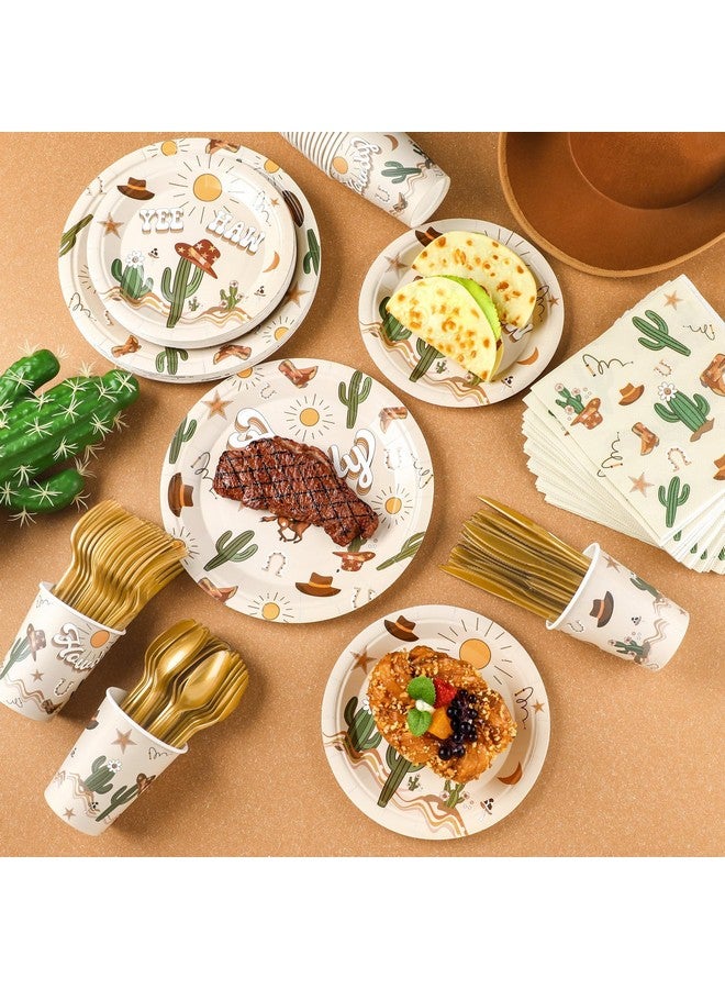 Romooa Romooa 168 Pcs Boho Western Rodeo Birthday Party Supplies Cowboy Birthday Party Decorations, Howdy Cowgirl Supplies, Yeehaw Western Baby Shower Favors, Wild West Theme Tableware  - Image 5