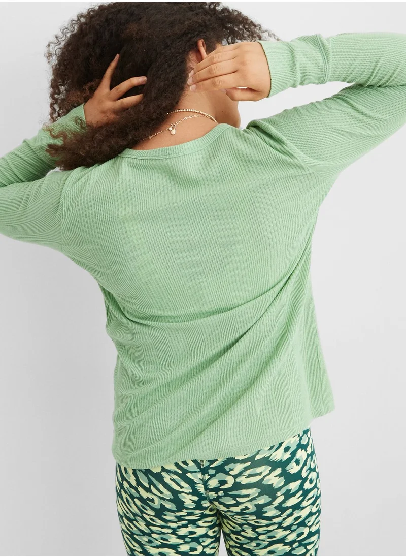 Aerie Ribbed Button Detail T-Shirt