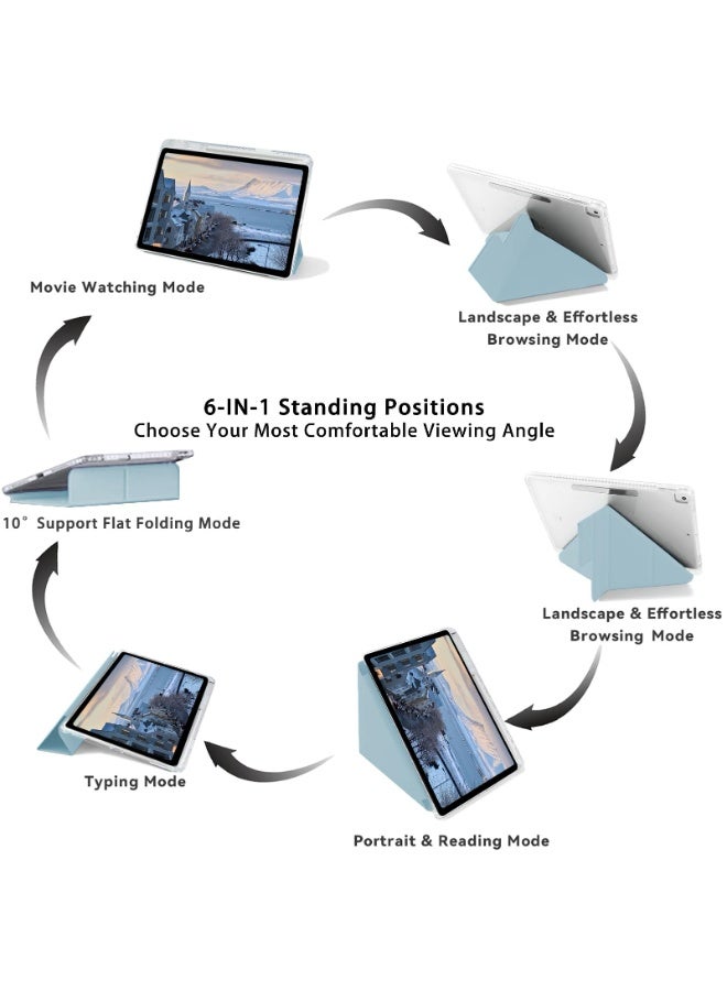 لـ iPad 2025 (11th) A16 11 بوصة غطاء القضية ، تصميم ثلاثي الطي على شكل Y ، زاوية متعددة ، غطاء الجلد اللوحي ، إيقاظ / نوم تلقائي ، أزرق - Image 3