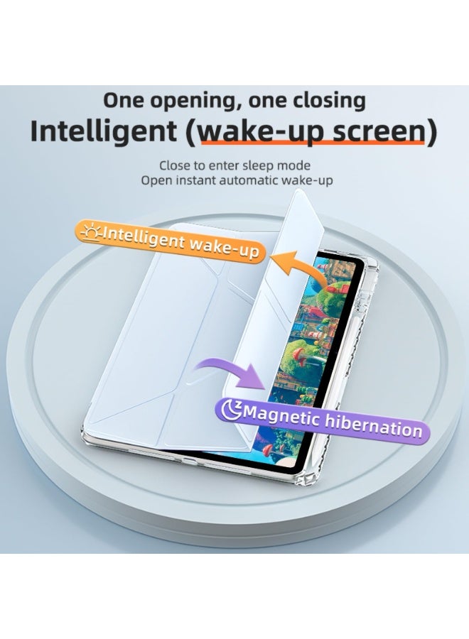 لـ iPad 2025 (11th) A16 11 بوصة غطاء القضية ، تصميم ثلاثي الطي على شكل Y ، زاوية متعددة ، غطاء الجلد اللوحي ، إيقاظ / نوم تلقائي ، أزرق - Image 2