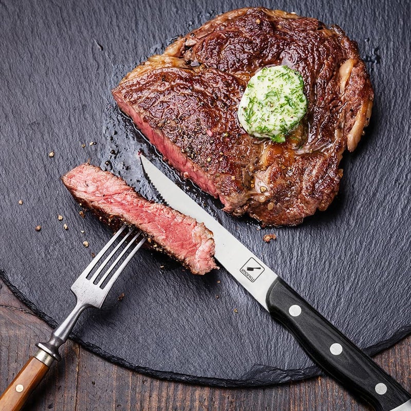 imarku Japanese Steak Knives, Steak Knives Set of 8,Stainless Steel Serrated Steak Knife,Steak Knife with Pakkawood Ergonomic Handle,Best Choice for Christmas and Thanksgiving Gift - Image 5