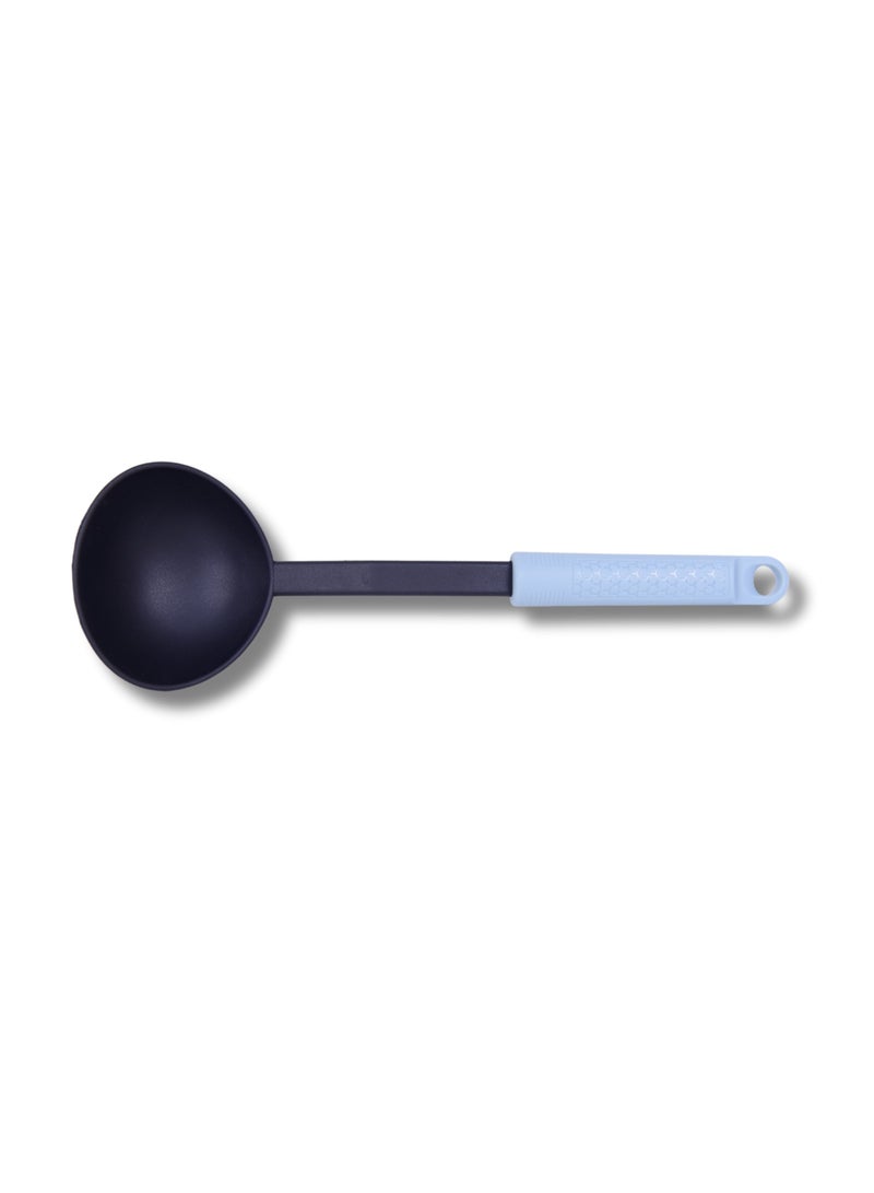 British Chef Soft  Nylon Ladle Spoon with Silicone Handle, Heat Resistance, Non Stick Flexible Ladle-Black & Light Grey BC-329 - Image 2