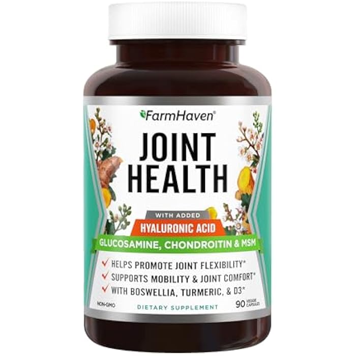 FarmHaven Glucosamine Chondroitin MSM with Boswellia, Turmeric| Added Hyaluronic Acid & Vitamin D3 | Promotes Joint & Muscle Health & Inflammation Response | Non-GMO & Gluten Free | 90 Capsules - Image 1