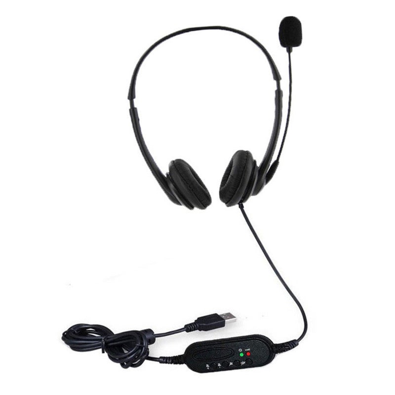 سماعات رأس USB: مادة ABS سوداء، توصيل واستخدام فوري - سماعات رأس مع عزل ضوضاء وصوتي مع ميكروفون وجهي للدردشة عبر الإنترنت والألعاب والأجهزة المحمولة والكمبيوتر المكتبي و Mac ونظام Windows - Image 1
