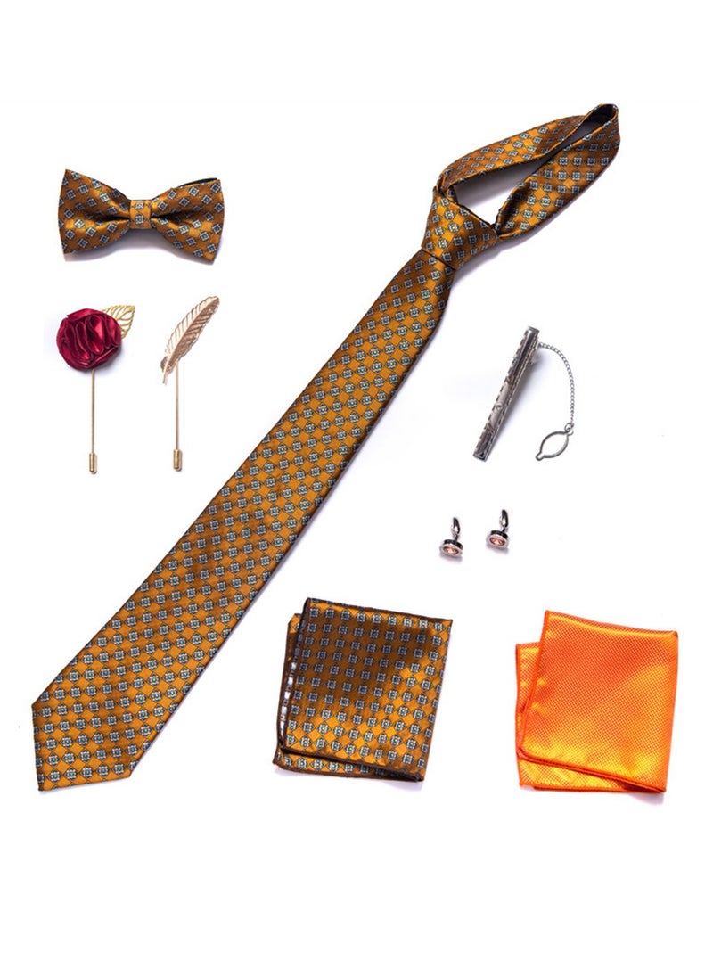 Generic - 8pcs tie set bow tie men's accessories brooch brooch cufflinks formal suit accessories set - Image 1