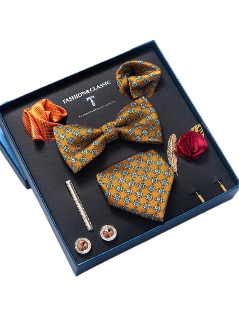 Generic - 8pcs tie set bow tie men's accessories brooch brooch cufflinks formal suit accessories set - Image 1