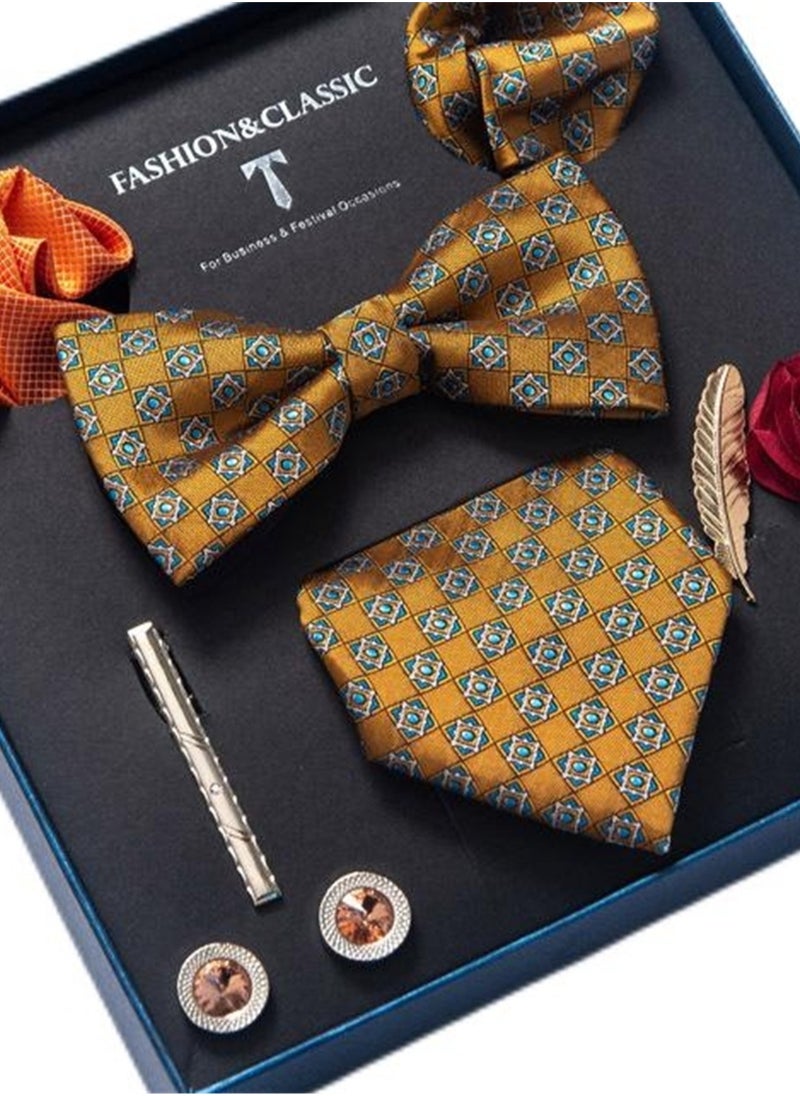 Generic - 8pcs tie set bow tie men's accessories brooch brooch cufflinks formal suit accessories set - Image 1