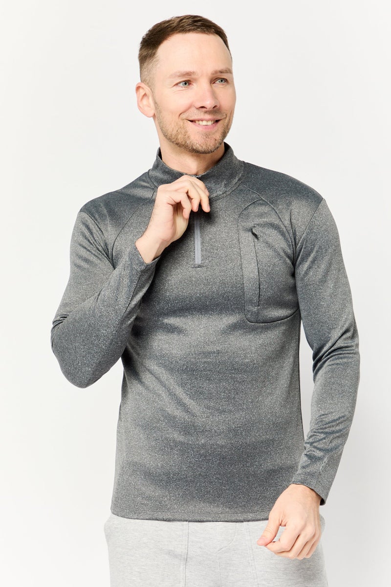 Asos Design Men Sportswear Fit Long Sleeves Training Sweatshirt, Grey Melange  - Image 1