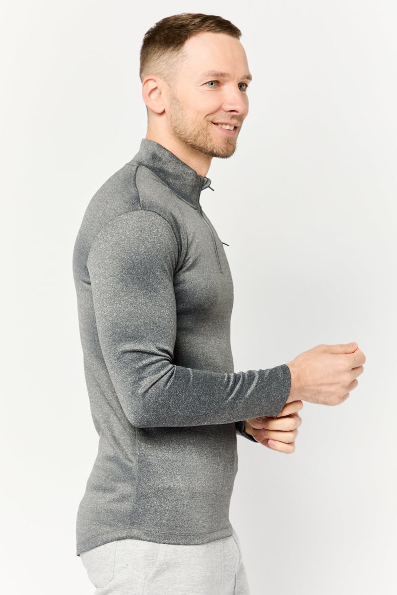 Asos Design Men Sportswear Fit Long Sleeves Training Sweatshirt, Grey Melange  - Image 3