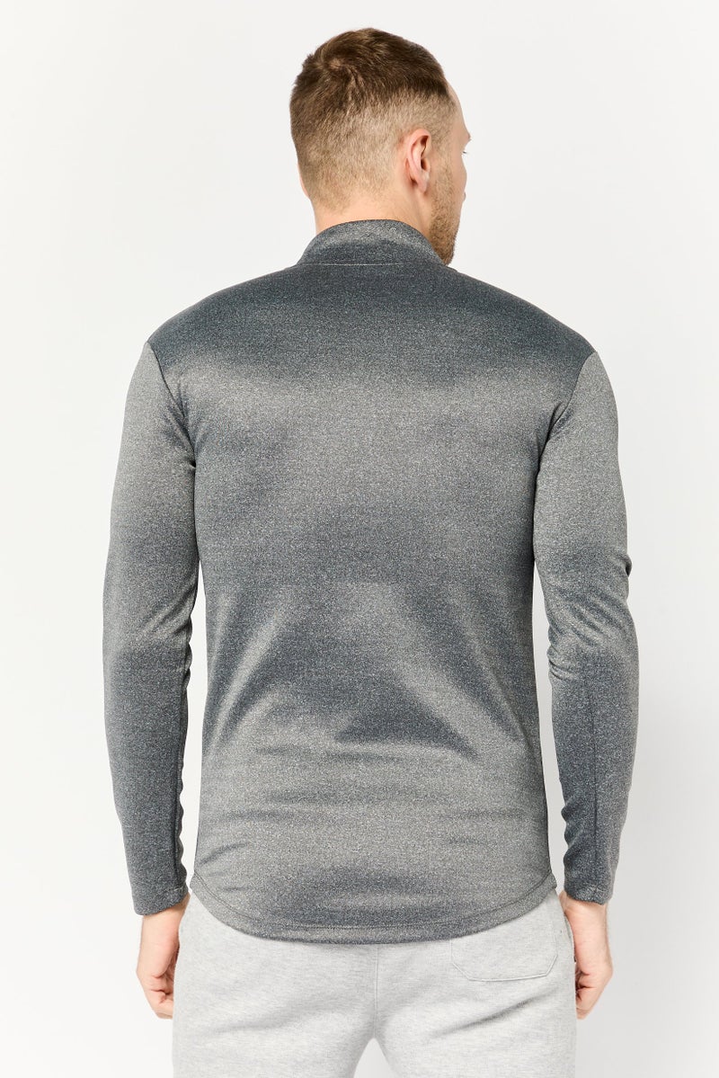 Asos Design Men Sportswear Fit Long Sleeves Training Sweatshirt, Grey Melange  - Image 4