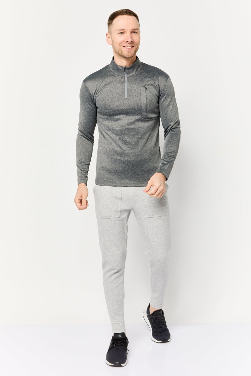 Asos Design Men Sportswear Fit Long Sleeves Training Sweatshirt, Grey Melange  - Image 2