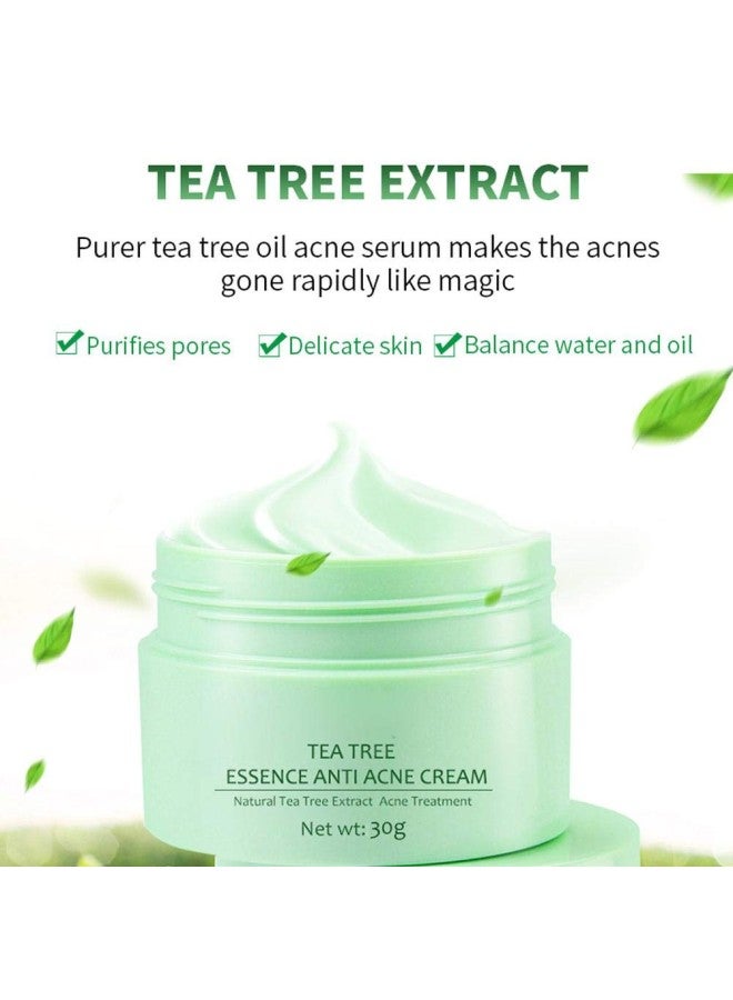 klarako Acne Treatment Cream, Tea Tree Serum Anti-Acne Repairing Face Skin Care Cream for Promoting Nutrient Absorption and Pore Cleansing - Image 1