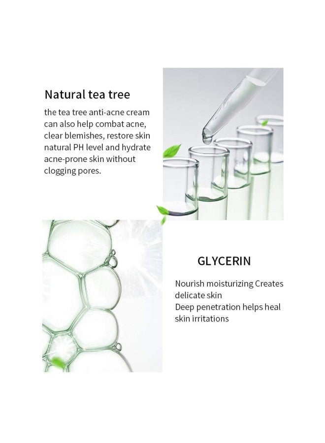 klarako Acne Treatment Cream, Tea Tree Serum Anti-Acne Repairing Face Skin Care Cream for Promoting Nutrient Absorption and Pore Cleansing - Image 3