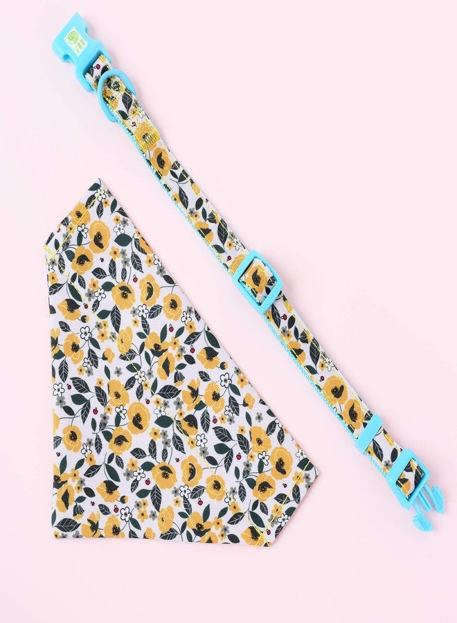 مايل هاي لايف | أطواق للكلاب الإناث | طوق باندانا لطيف | أطواق من قماش البوليستر والقطن الناعم للكلاب متوسطة الحجم | بنقشة الزهور والفواكه (اللبلاب، طوق وباندانا - مقاس متوسط) - Image 3