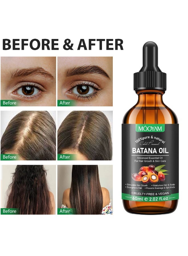 MOOYAM Batana Oil for Hair Growth 60ml,100% Pure Natural Batana Oil, Advanced Essential Oil for Hair Growth & Skin Care for Thin Hair Repair Damaged Hair Nourishes Loss Hair Growth Fit for All Hair Types - Image 4