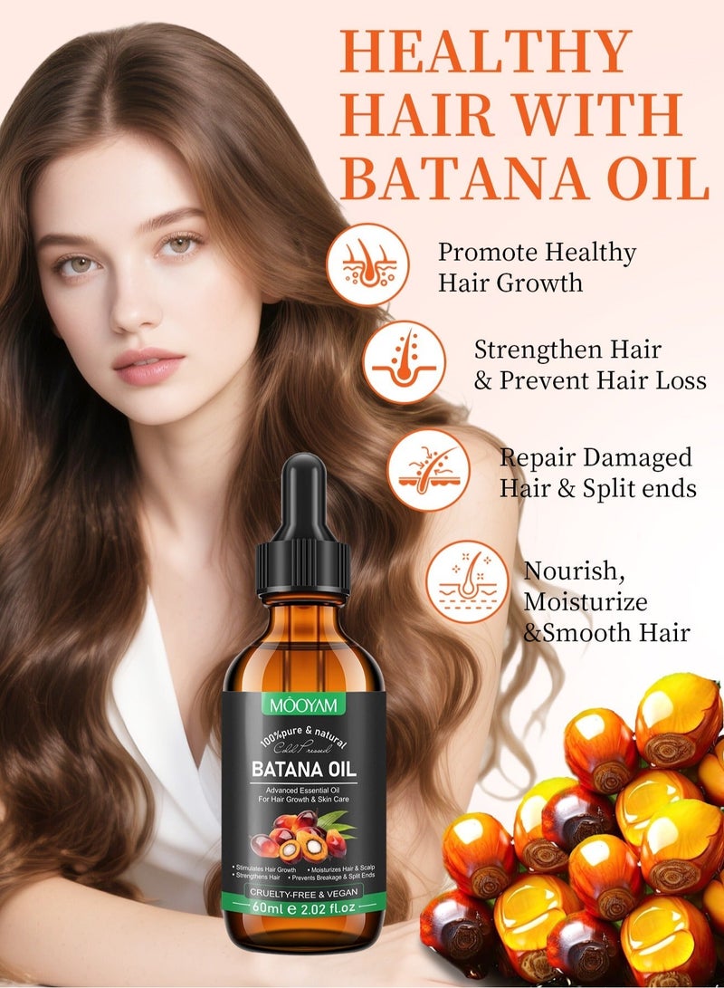 MOOYAM Batana Oil for Hair Growth and Skin Care 100% Pure & Natural Batana Oil Promotes Hair Growth, Prevents Hair Loss & Thinning, Improves Softness and Enhances Shine 60ml - Image 3
