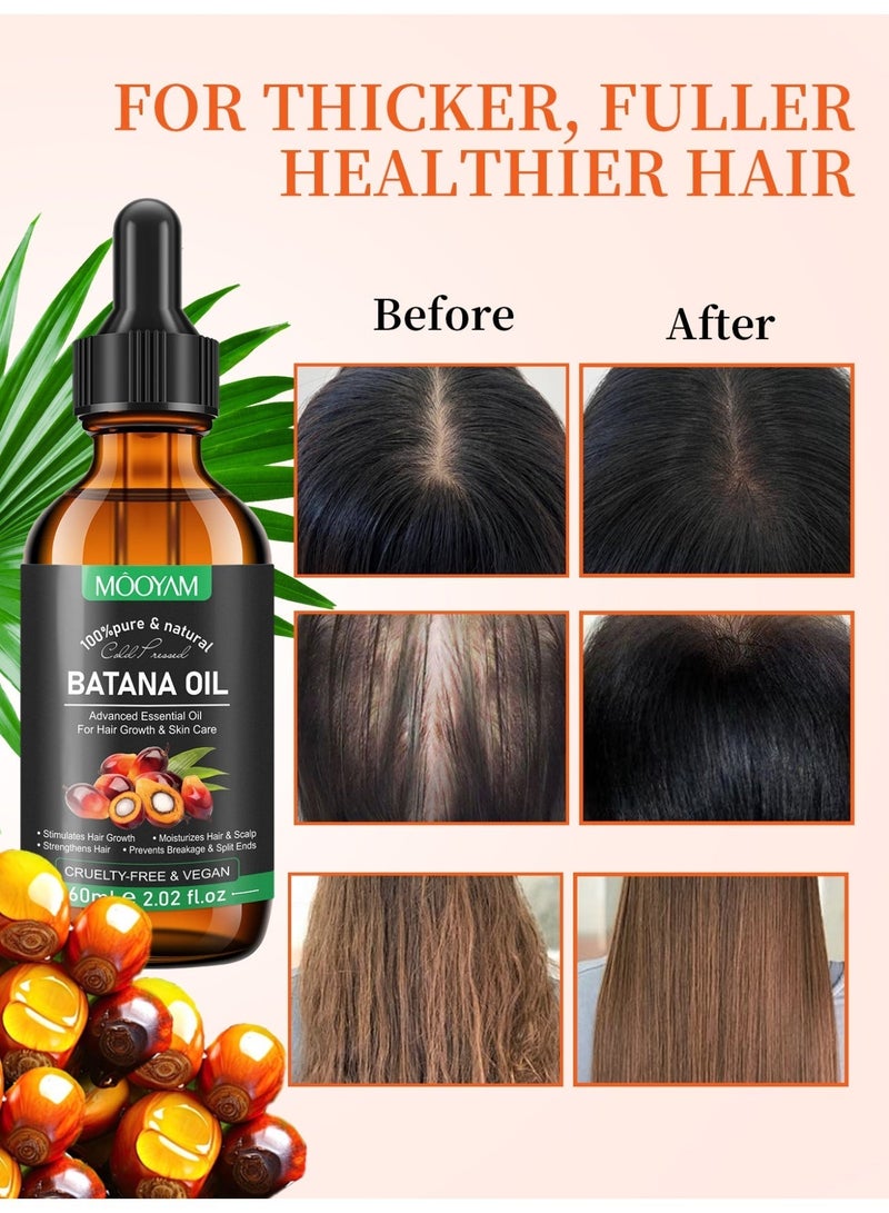 MOOYAM Batana Oil for Hair Growth and Skin Care 100% Pure & Natural Batana Oil Promotes Hair Growth, Prevents Hair Loss & Thinning, Improves Softness and Enhances Shine 60ml - Image 4