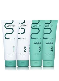 curlmix CurlMix Wash & Go System - Curly Hair Shampoo & Conditioner Set with Hydrating Moisturizer & Strong Hold Quinoa Gel -Fragrance-Free - Ultra Hold 