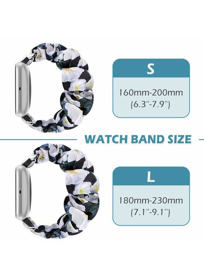 Shuyo 10 PACK Scrunchie Bands Compatible with Fitbit Versa/Versa 2/Versa Lite Special Edition Women Girl Elastic Stretch Fabric Strap Pattern Printed Scrunchy Replacement Bracelet Wristband(23mm L) - Image 3