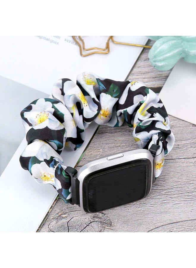 Shuyo 10 PACK Scrunchie Bands Compatible with Fitbit Versa/Versa 2/Versa Lite Special Edition Women Girl Elastic Stretch Fabric Strap Pattern Printed Scrunchy Replacement Bracelet Wristband(23mm L) - Image 5