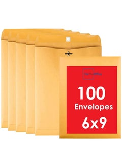 1InTheOffice Brown Envelopes 6X9 Manilla Envelopes With Clasp Gummed Flaps 100/Box  - Image 1