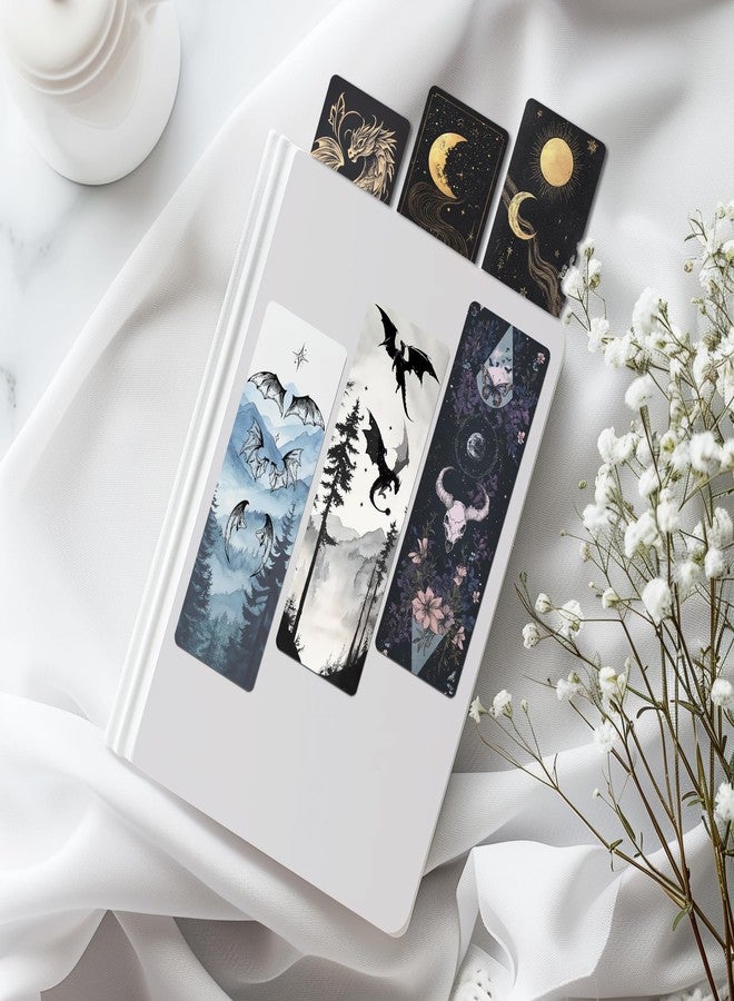 TwoDays Fantasy Merch Bookmarks for Book Lovers, Tarot Witchy Dragons Gothic Horror Book Accessories for Bookish Gifts (Set of 10, 6'' X 2'') - Image 3