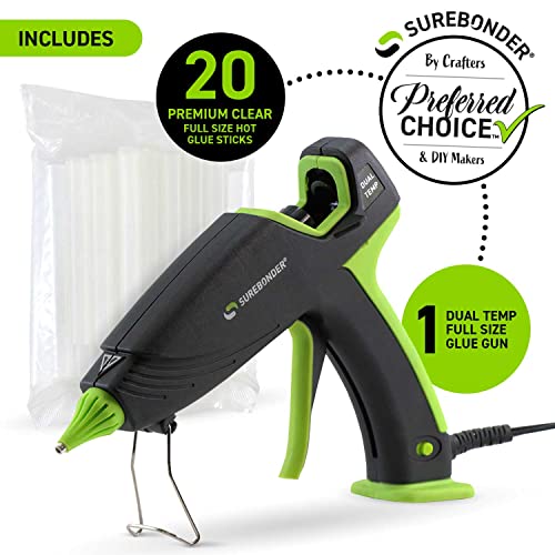 Surebonder Hot Glue Gun and Glue Sticks, Full Size 100W Dual Temperature Hot Glue Gun with 20 All Purpose Glue Sticks, 30 Minute Auto-Shut-Off, Black - Image 2