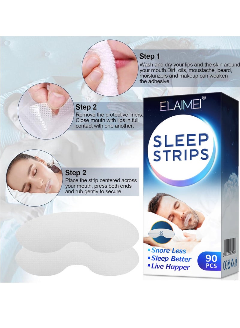 Elaimei 90 Pcs Mouth Tape for Sleeping Sleep Strips Mouth Tape Improve Bad Habits Snoring Sleep Talk Drooling Improved Nighttime Sleeping for Men and Women - Image 3