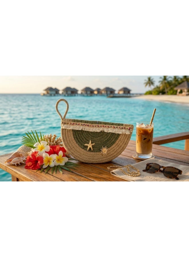 Olive Coast Straw Clutch Bag - Image 3