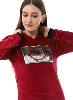 Andora Soft Sticthed Hooded Pajama Set_Wine Red  - Image 5