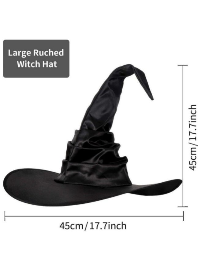 Generic Pleated Witch Hat Black Oxford Cloth Party Cosplay Costume Wizard Women Men Cap Makeup Stage Props  - Image 5