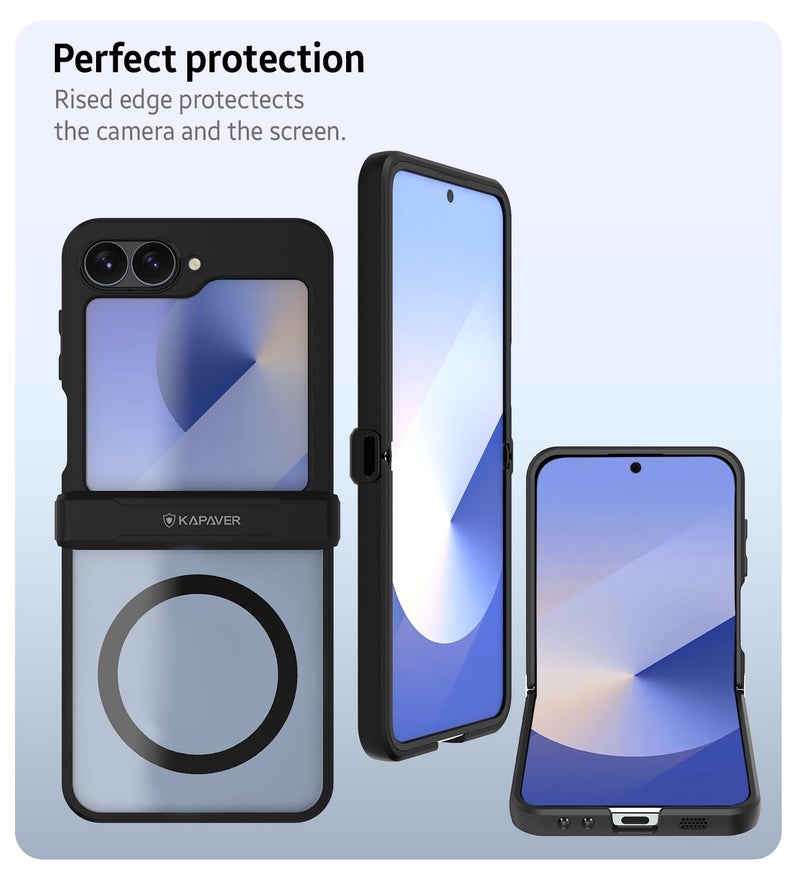 KAPAVER MAG-X Back Cover Case Compatible with MagSafe, Magnetic Case for Galaxy Z Flip 7 FE/Galaxy Z Flip 6 (Hinge) (Black) - Image 3