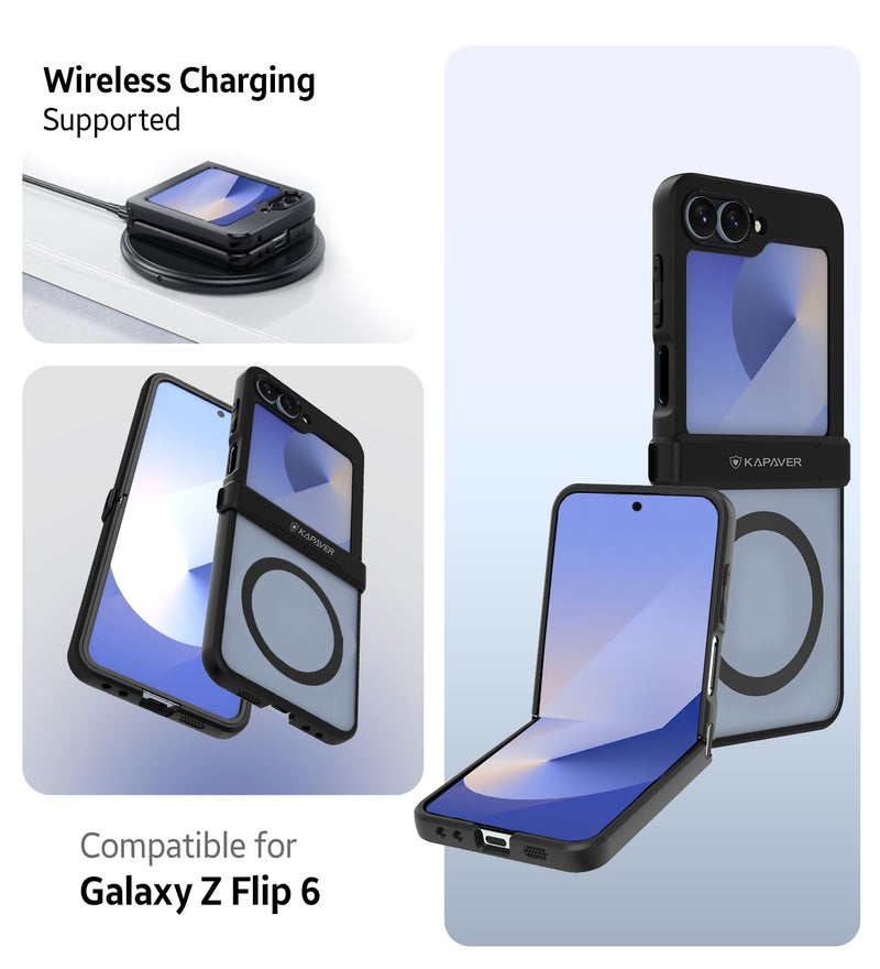 KAPAVER MAG-X Back Cover Case Compatible with MagSafe, Magnetic Case for Galaxy Z Flip 7 FE/Galaxy Z Flip 6 (Hinge) (Black) - Image 2