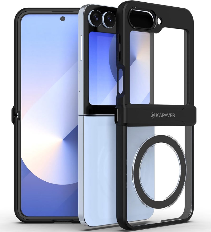 KAPAVER MAG-X Back Cover Case Compatible with MagSafe, Magnetic Case for Galaxy Z Flip 7 FE/Galaxy Z Flip 6 (Hinge) (Black) - Image 1