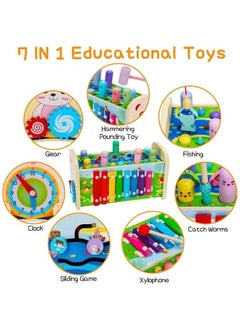 DURKU Montessori Educational Hammering Pounding Toy Set - Wooden Fishing Game Xylophone for 1-4 Year Olds - Sensory Development, Fine Motor Skills - Toddler Activities, Great Gifts  - Image 2