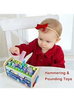 DURKU Montessori Educational Hammering Pounding Toy Set - Wooden Fishing Game Xylophone for 1-4 Year Olds - Sensory Development, Fine Motor Skills - Toddler Activities, Great Gifts  - Image 5